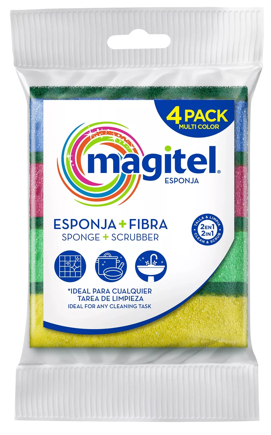 Esponja + Fibra Mini 4pack Multicolor